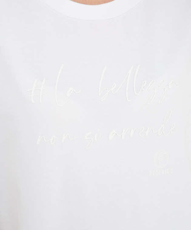 Peserico Біла футболка з принтом і розрізами S06990J0Q600079 зображення 5