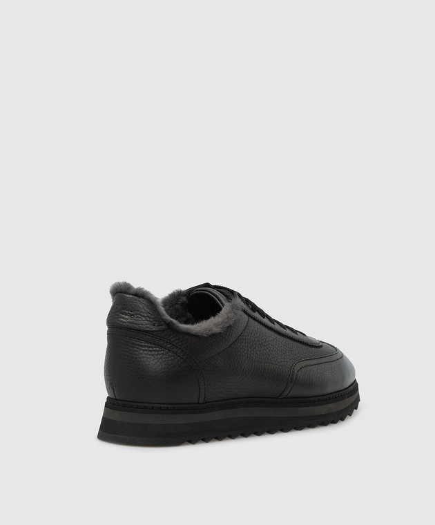 Doucal's Черные кожаные кроссовки на меху DU2880WINNUM019 изображение 4