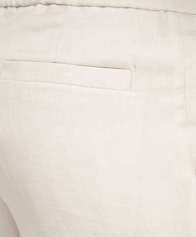 Brunello Cucinelli Светло-бежевые брюки из льна MD417E1740 изображение 5