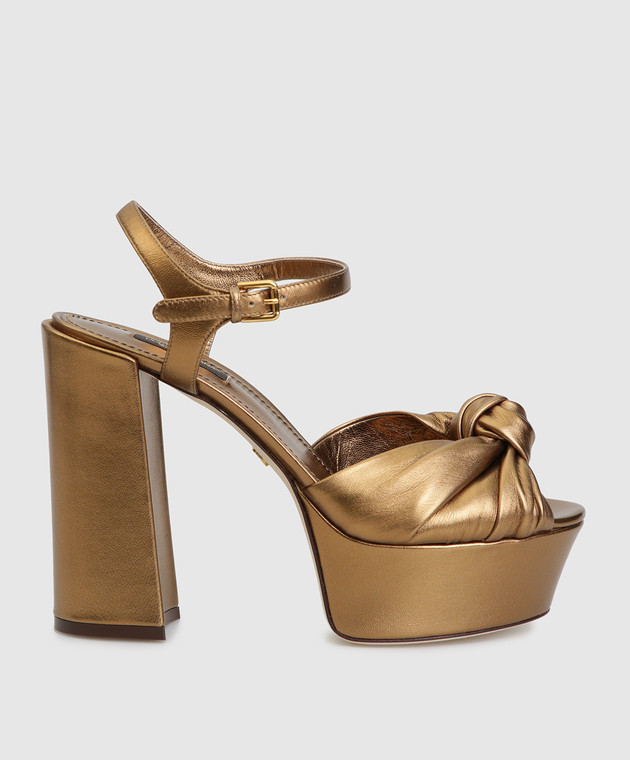 Dolce&Gabbana Золотистые кожаные босоножки	 CR0695A1016