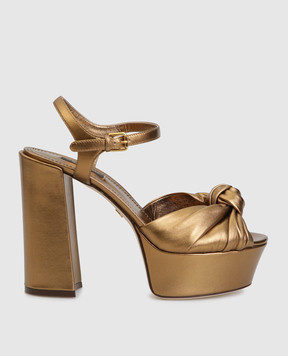 Dolce&Gabbana Золотисті шкіряні босоніжки CR0695A1016