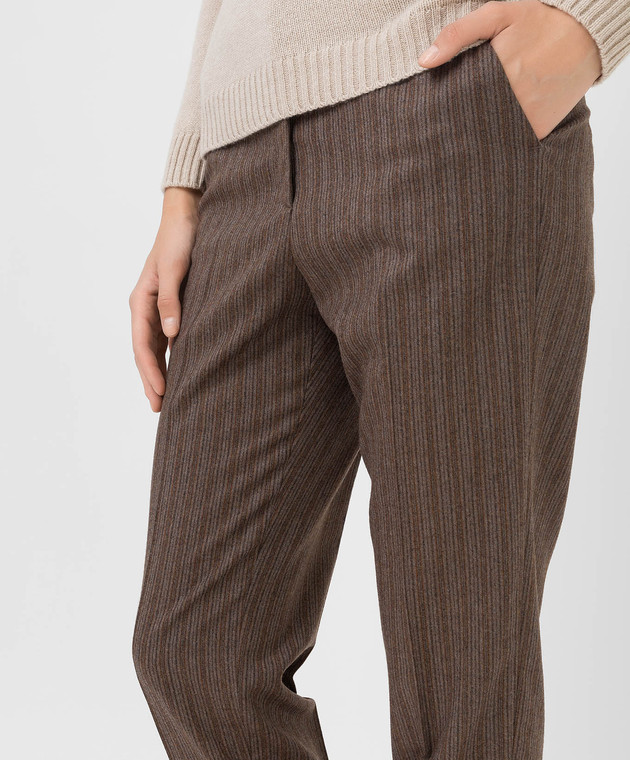 Peserico Brown Striped Wool and Cashmere Chinos P0476308315 image 5