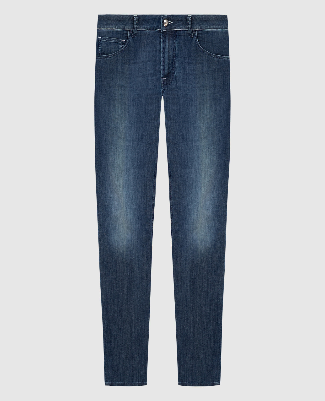 

Синие джинсы с эффектом потертости, Синий, Прямые джинсы