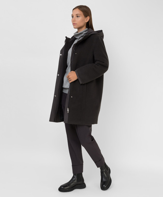 Peserico Темно-сіре пальто з вовни і кашеміру S200858433A зображення 2