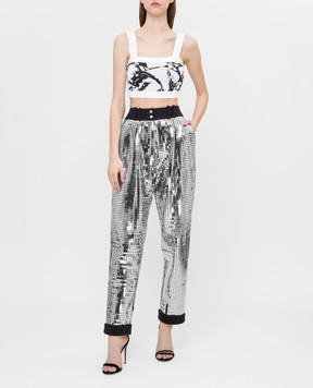Balmain Сріблясті штани RF25397J078