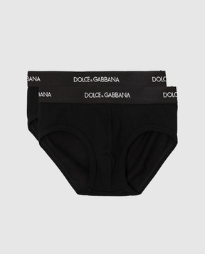 Dolce&Gabbana Детский набор черных трусиков-слипов с логотипом L4J700G7OCT