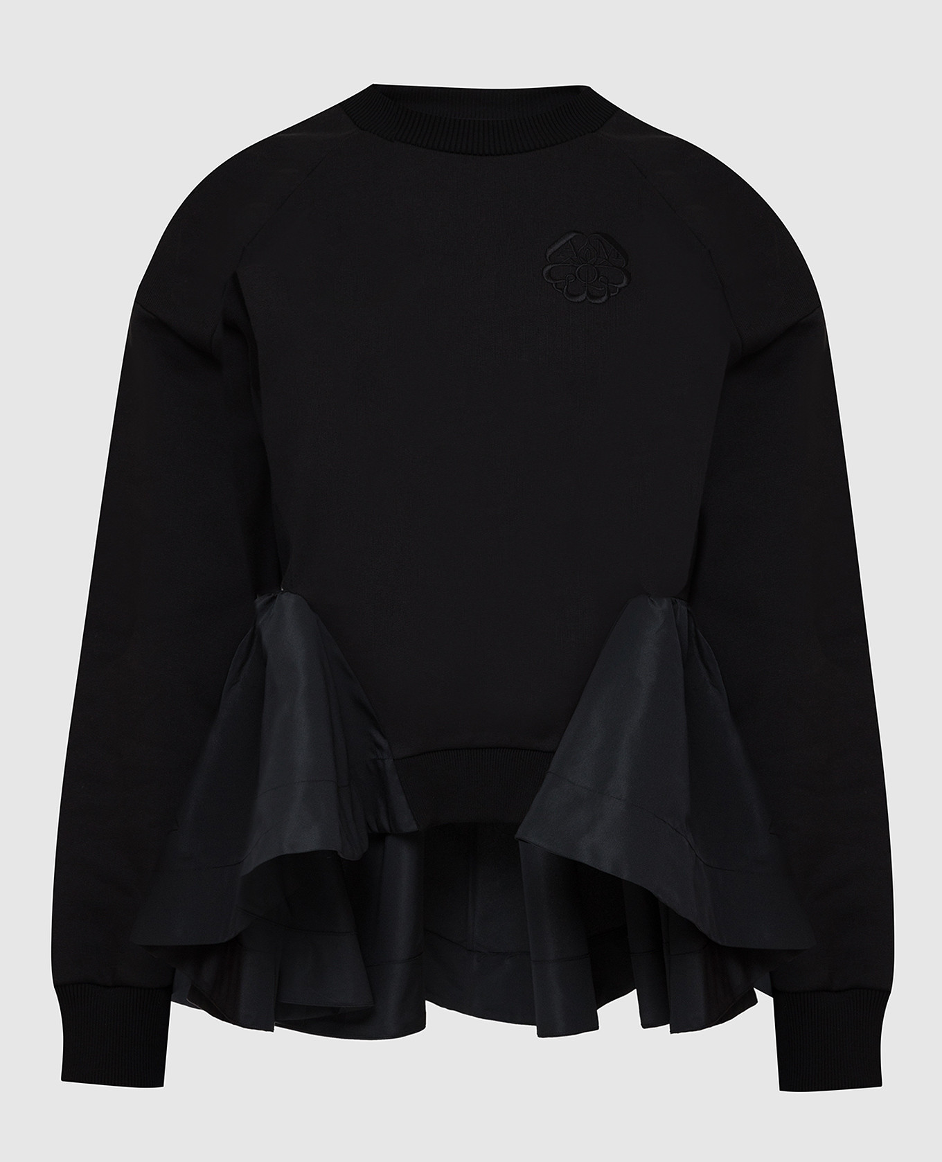 

Комбинированный свитшот с баской Alexander McQueen, Черный, Худи и свитшоты