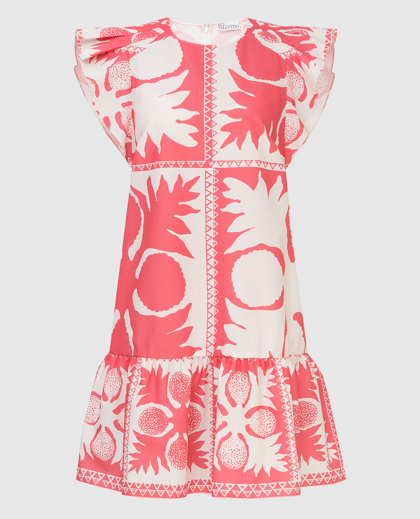 

Коралловый сарафан с абстрактным принтом Red Valentino, Пляжные туники и сарафаны