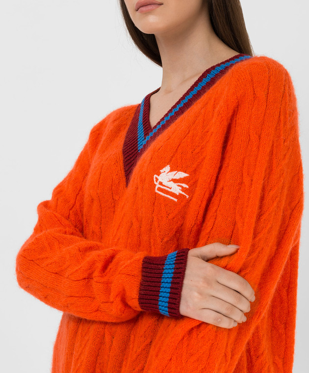 Etro Оранжевый пуловер с контрастными вставками D187369213 изображение 5