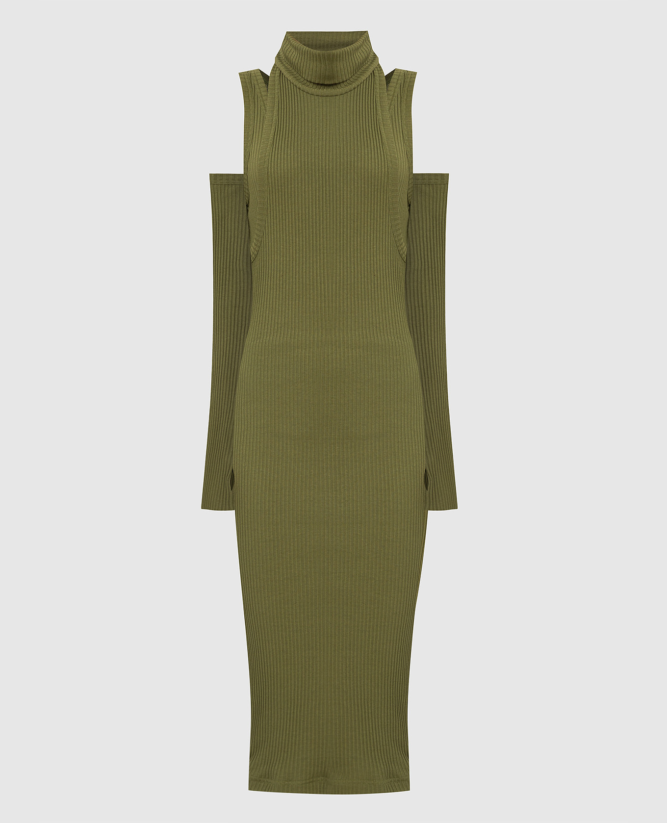 

Платье миди в рубчик, Хаки, Повседневные платья