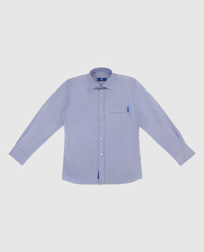 Stefano Ricci Детская светло-синяя рубашка в узор YC002672LJ1652