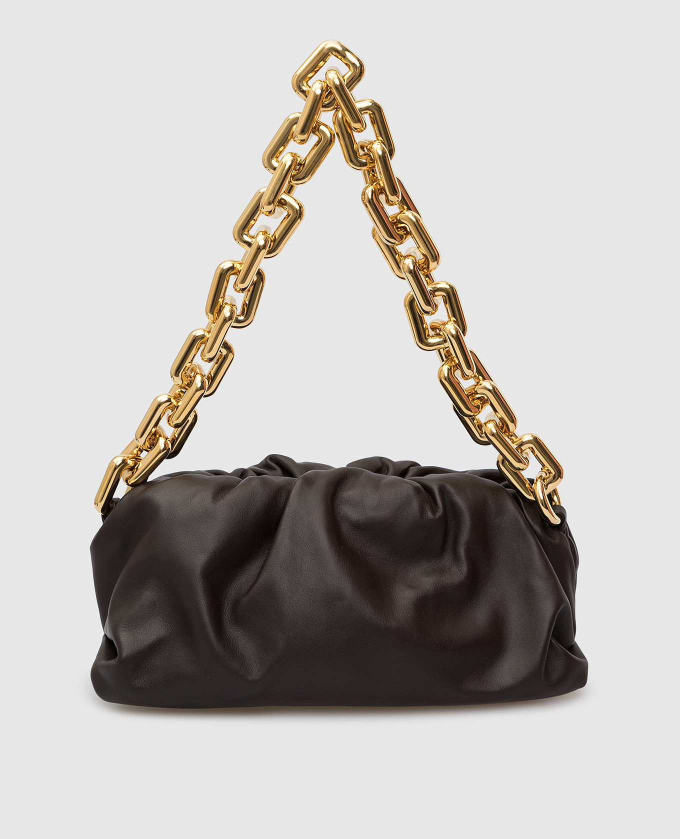 Темно-коричневая кожаная сумка-багет The Chain Pouch