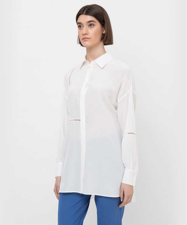 Max Mara - Xanadu white silk blouse with stitching XANADU buy at Symbol