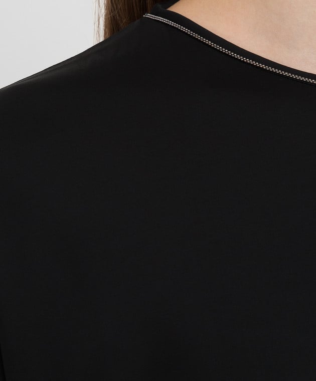 Peserico Черное платье-плиссе с цепочками S0215600PA1940 изображение 5