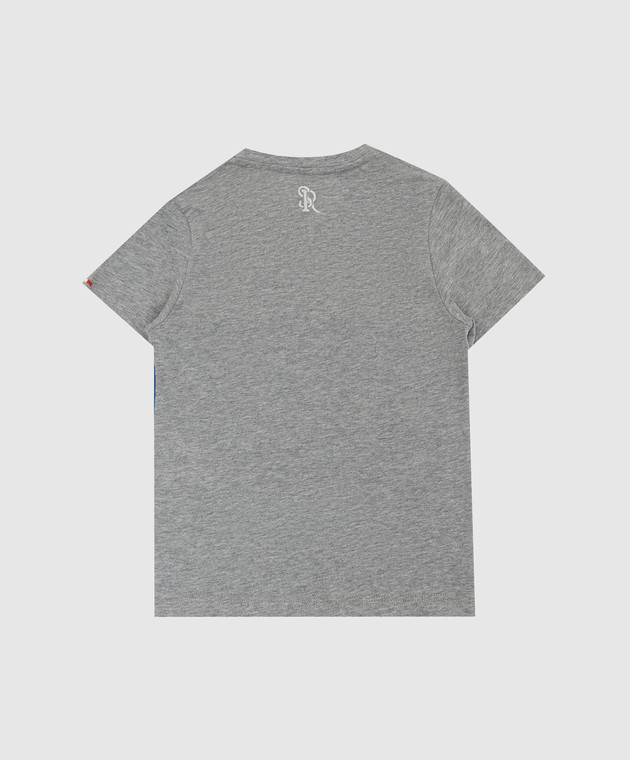 Stefano Ricci Детская серая футболка с вышивкой логотипа YNH9200190803 изображение 2