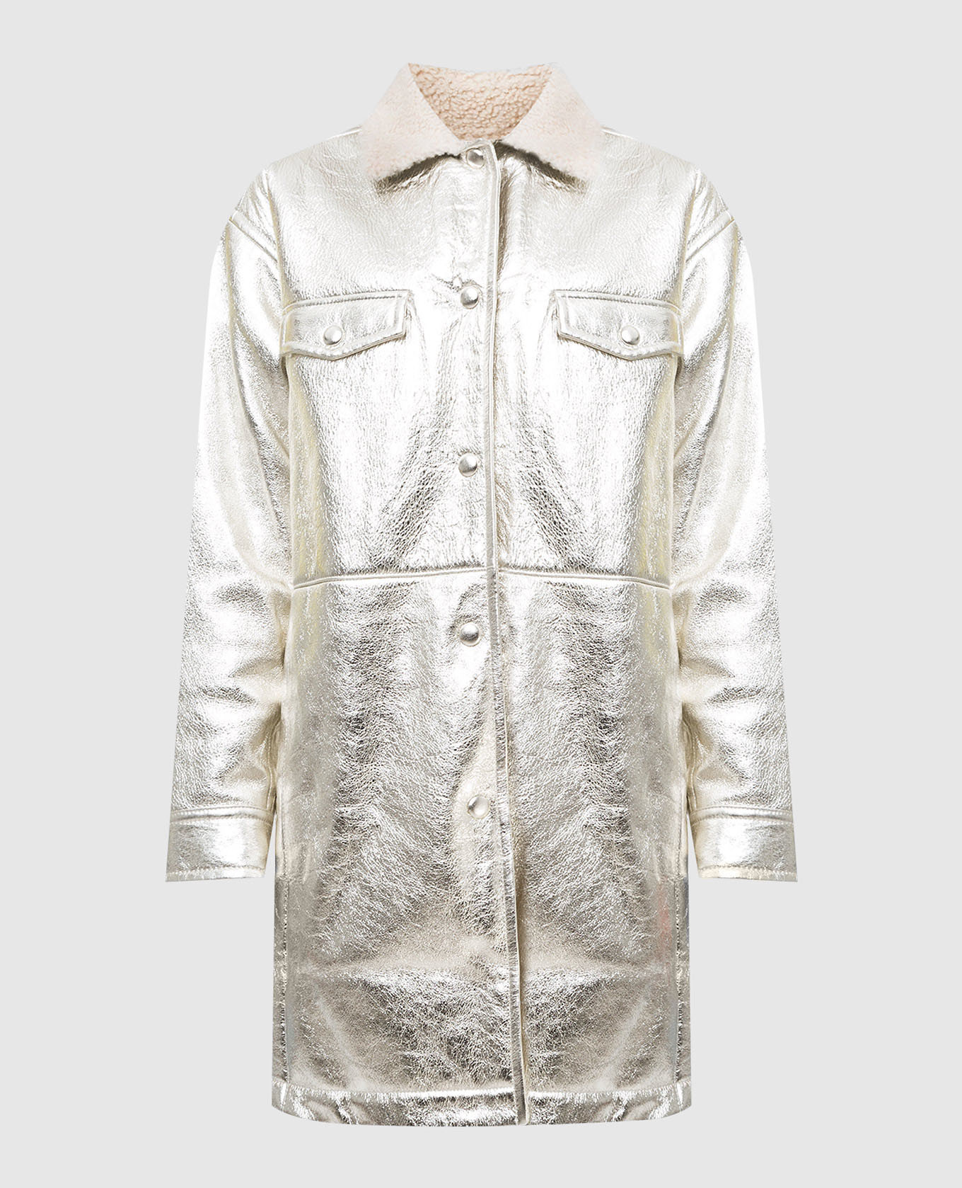 Silver sheepskin coat with slits