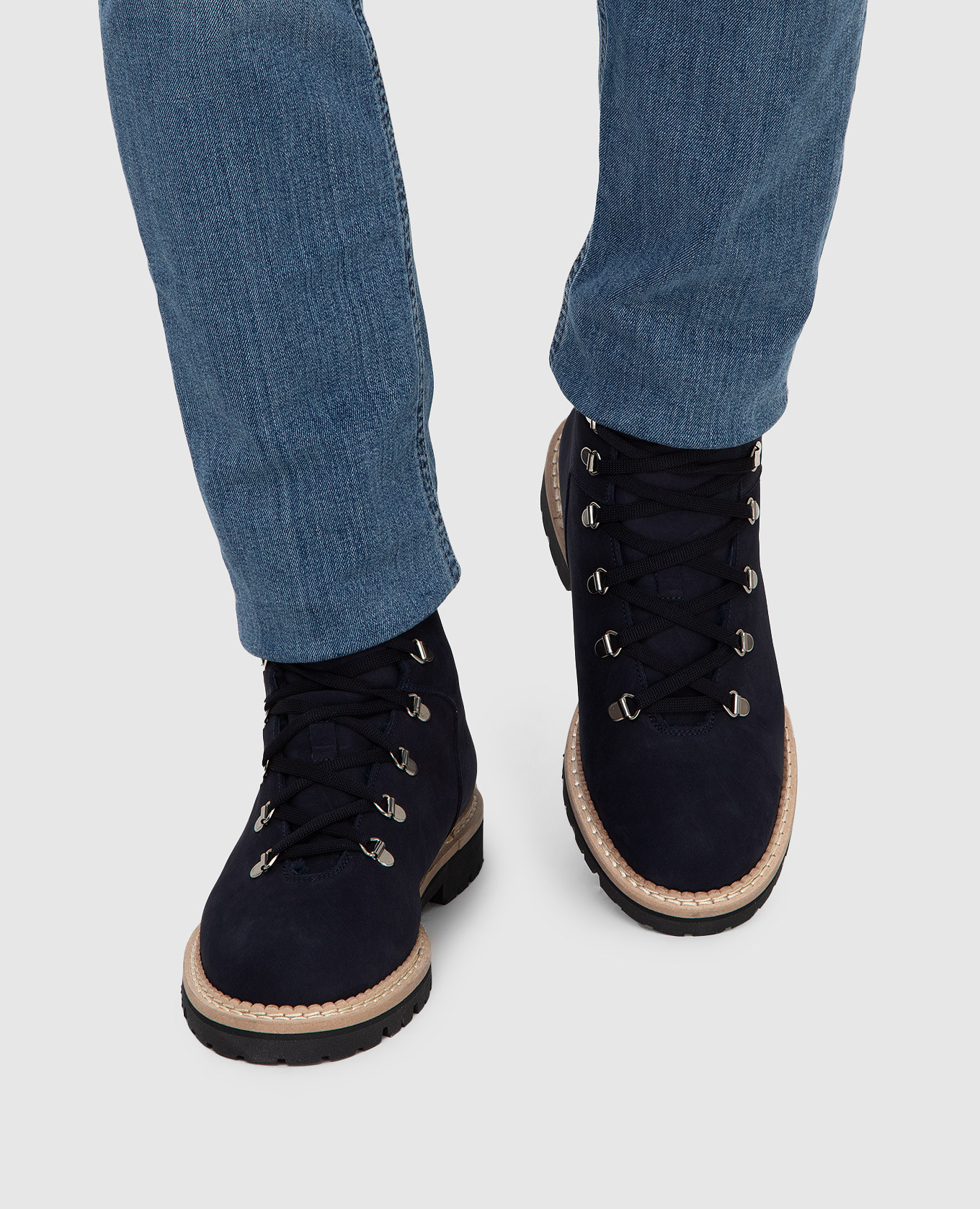 Enrico Mandelli Темно-синие кожаные ботинки на меху Z0CORT5217 изображение 2