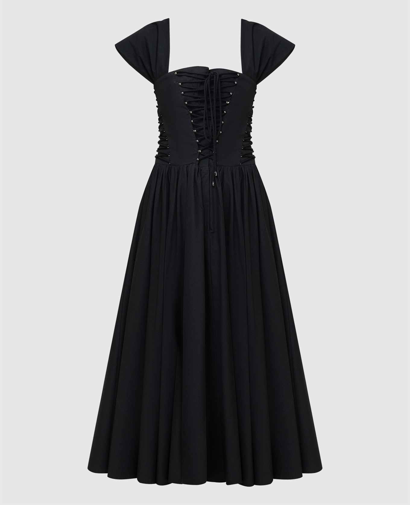 Черное платье с корсетным верхом на шнуровке