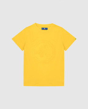 Stefano Ricci Детская желтая футболка с вышивкой YNH8200170803
