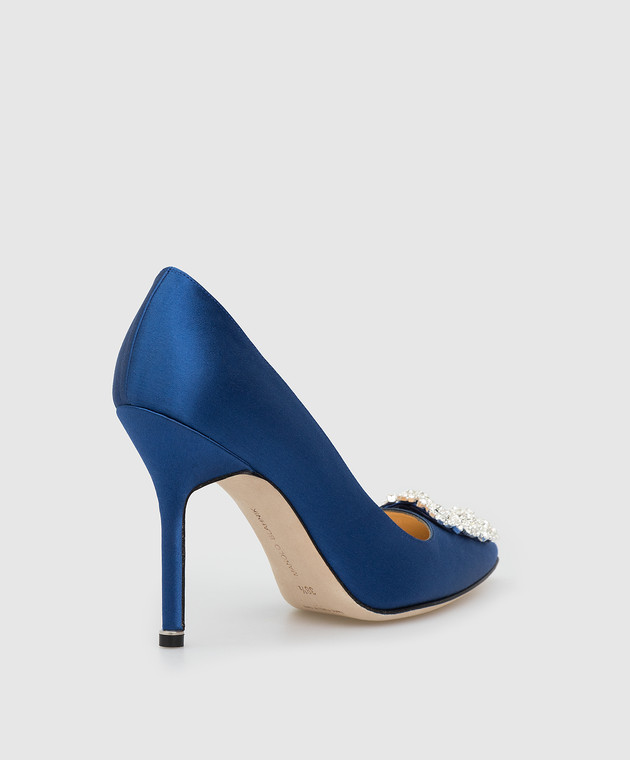 Manolo Blahnik - Синие лодочки с кристаллами HANGISI купить в Symbol