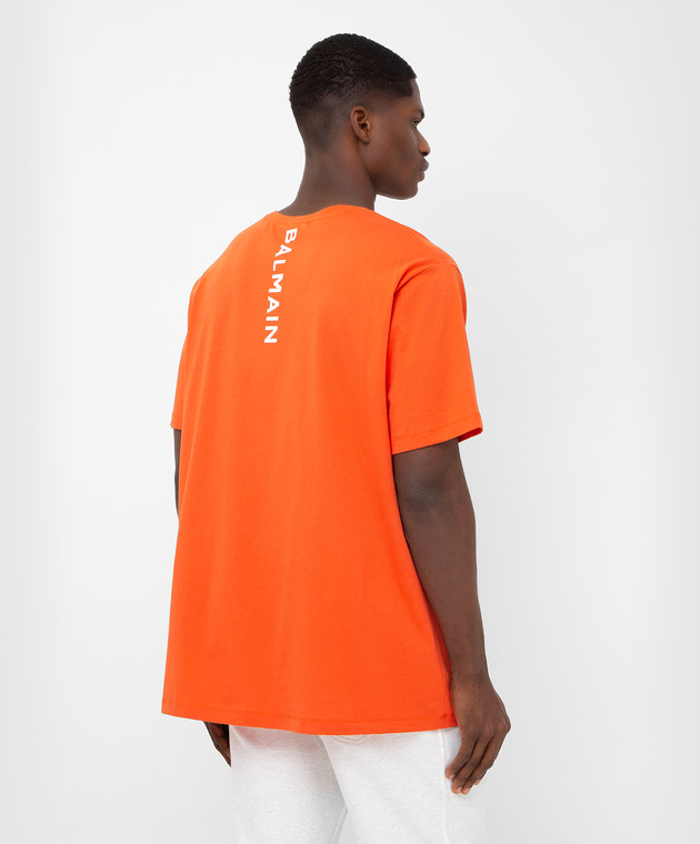 Balmain Оранжевая футболка с логотипом XH1EG010BB16 изображение 4