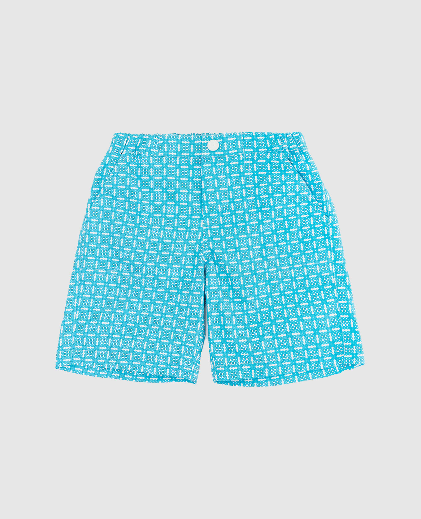 Children's blue swimming shorts in a pattern