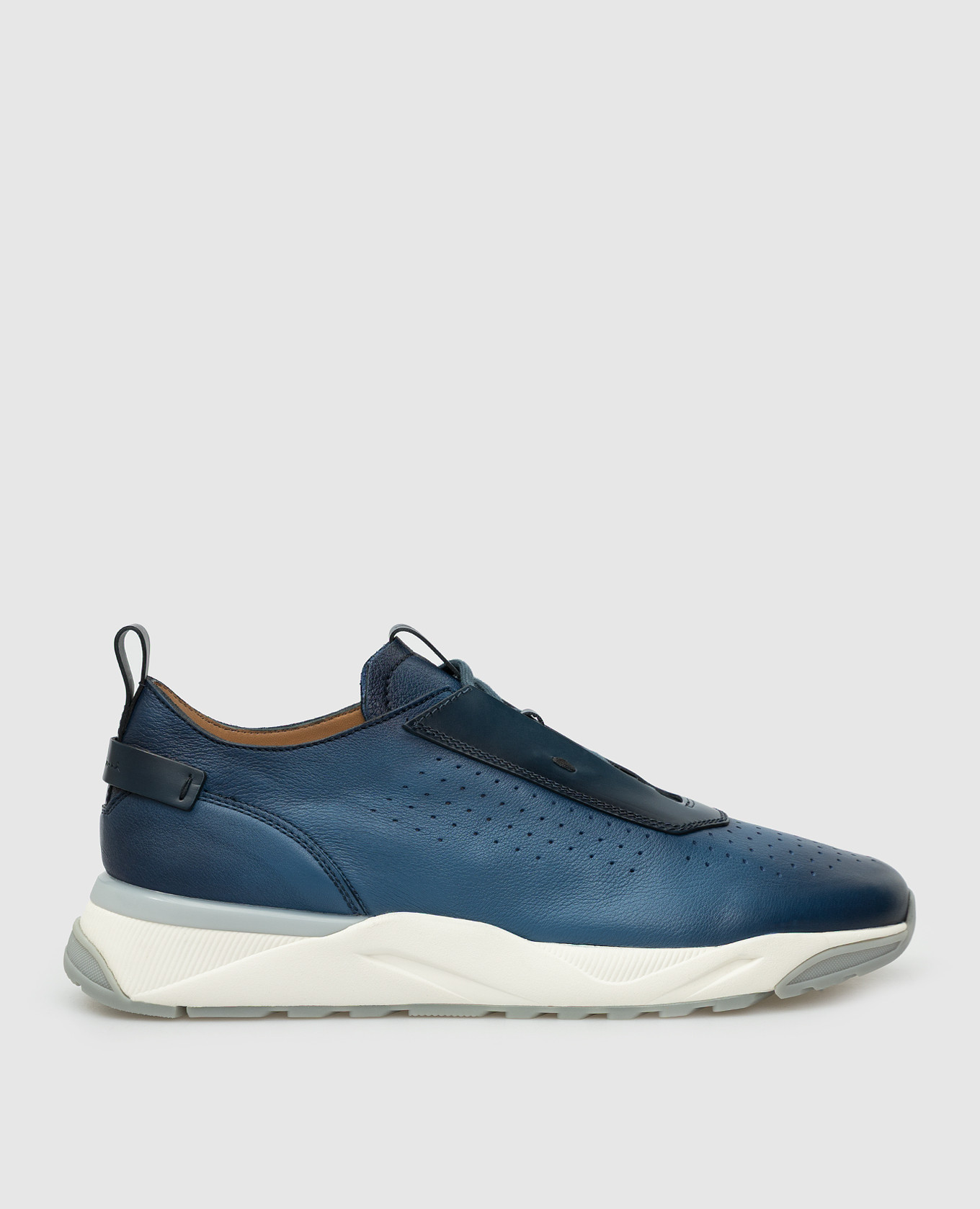 

Кроссовки с перфорацией Santoni, Синий, Кроссовки