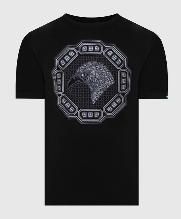 Stefano Ricci Чорна футболка з вишивкою емблеми логотипу MNH1401310TE0001