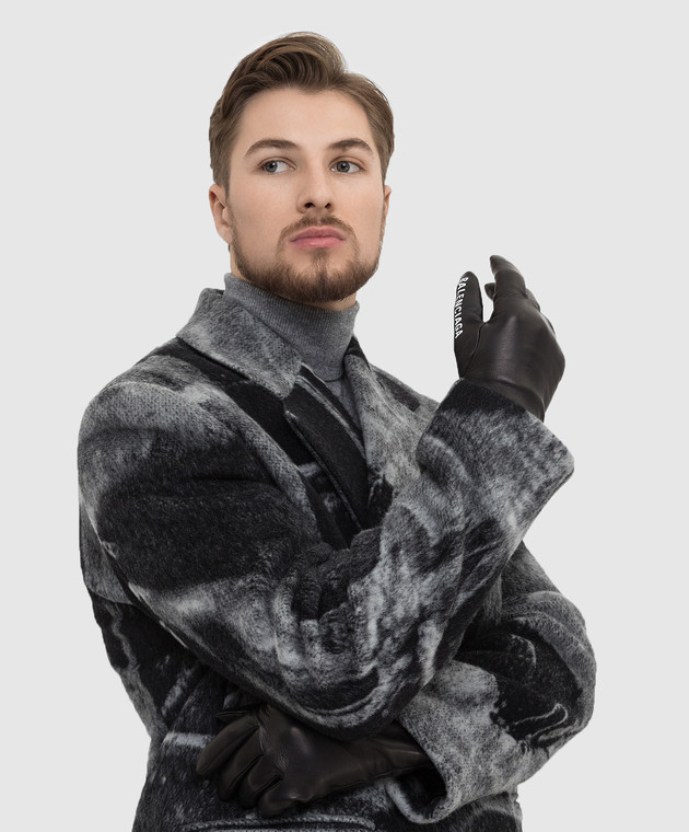 Balenciaga Кожаные перчатки с логотипом 673312453B8 изображение 2