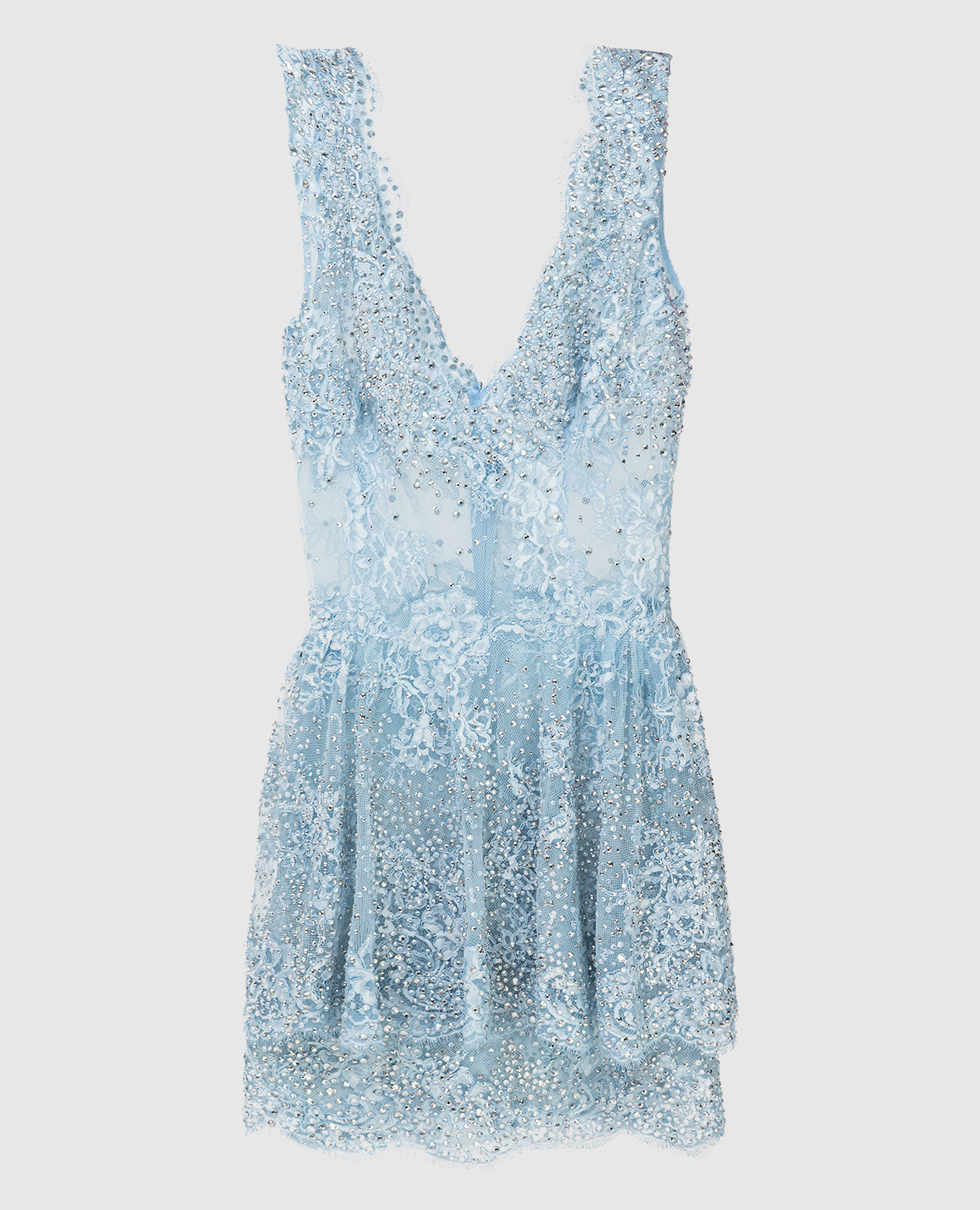 Голубое коктейльное платье с кристаллами