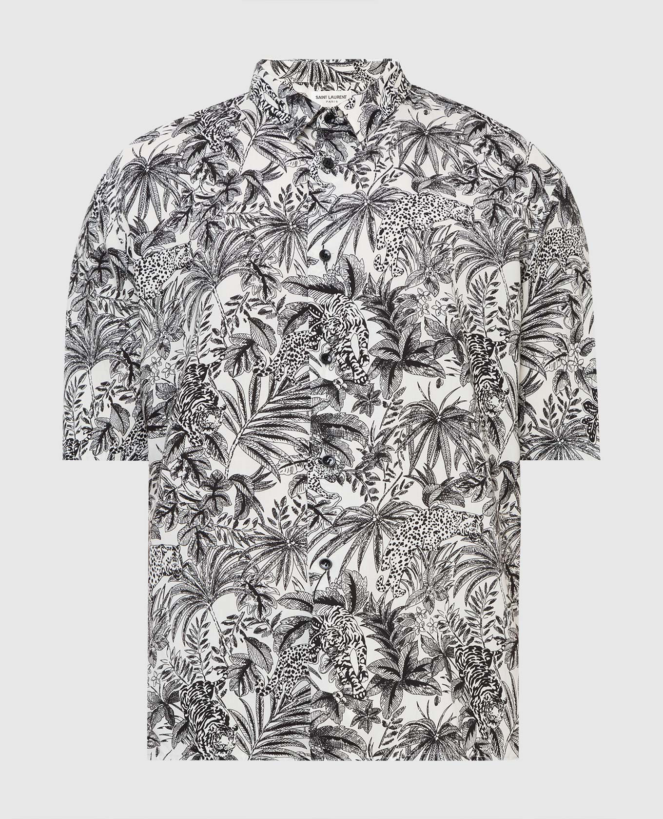 

Рубашка с анималистическим принтом Saint Laurent, Белый, С коротким рукавом