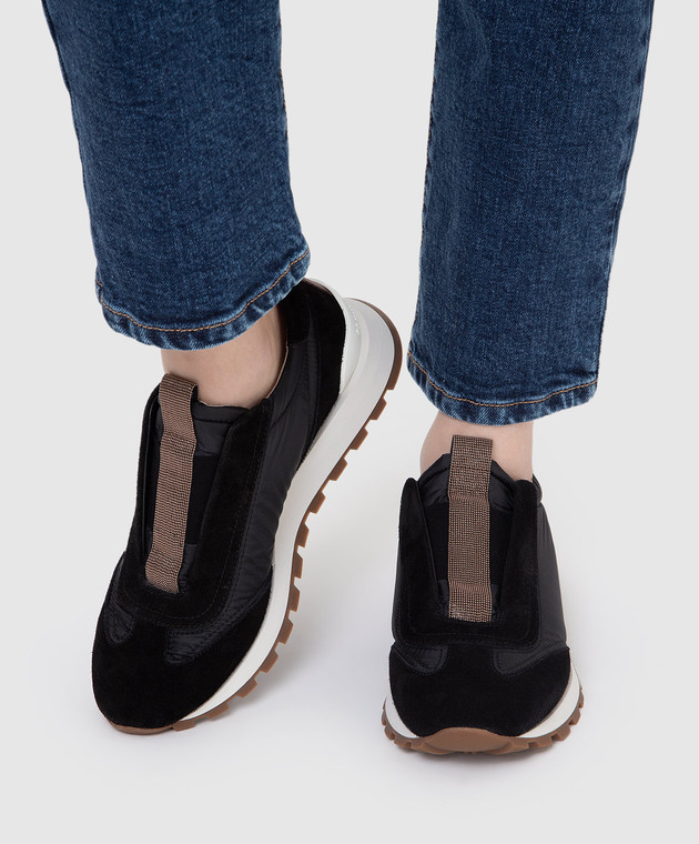 Brunello Cucinelli Кроссовки с замшевыми вставками и цепочками MZSFG2129 изображение 2