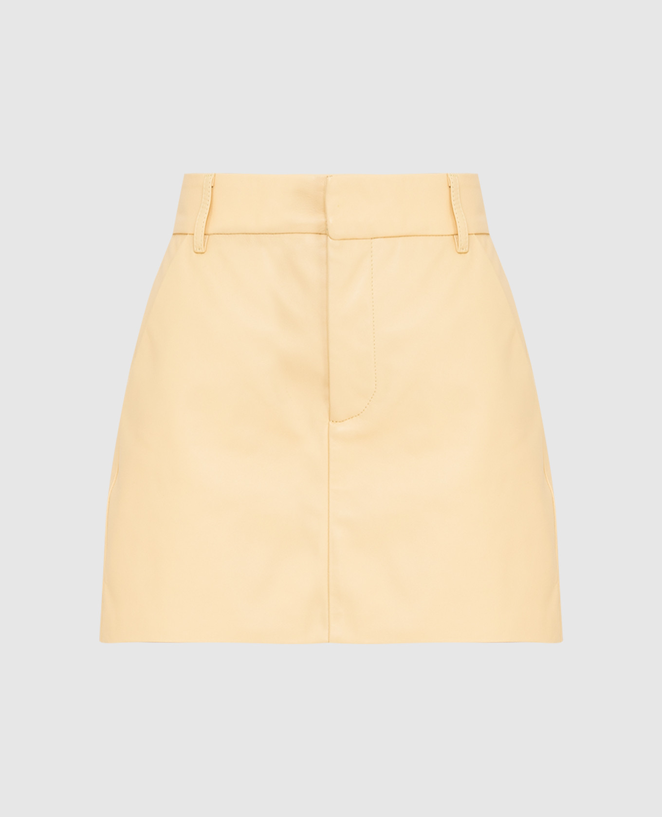Желтая кожаная юбка-шорты