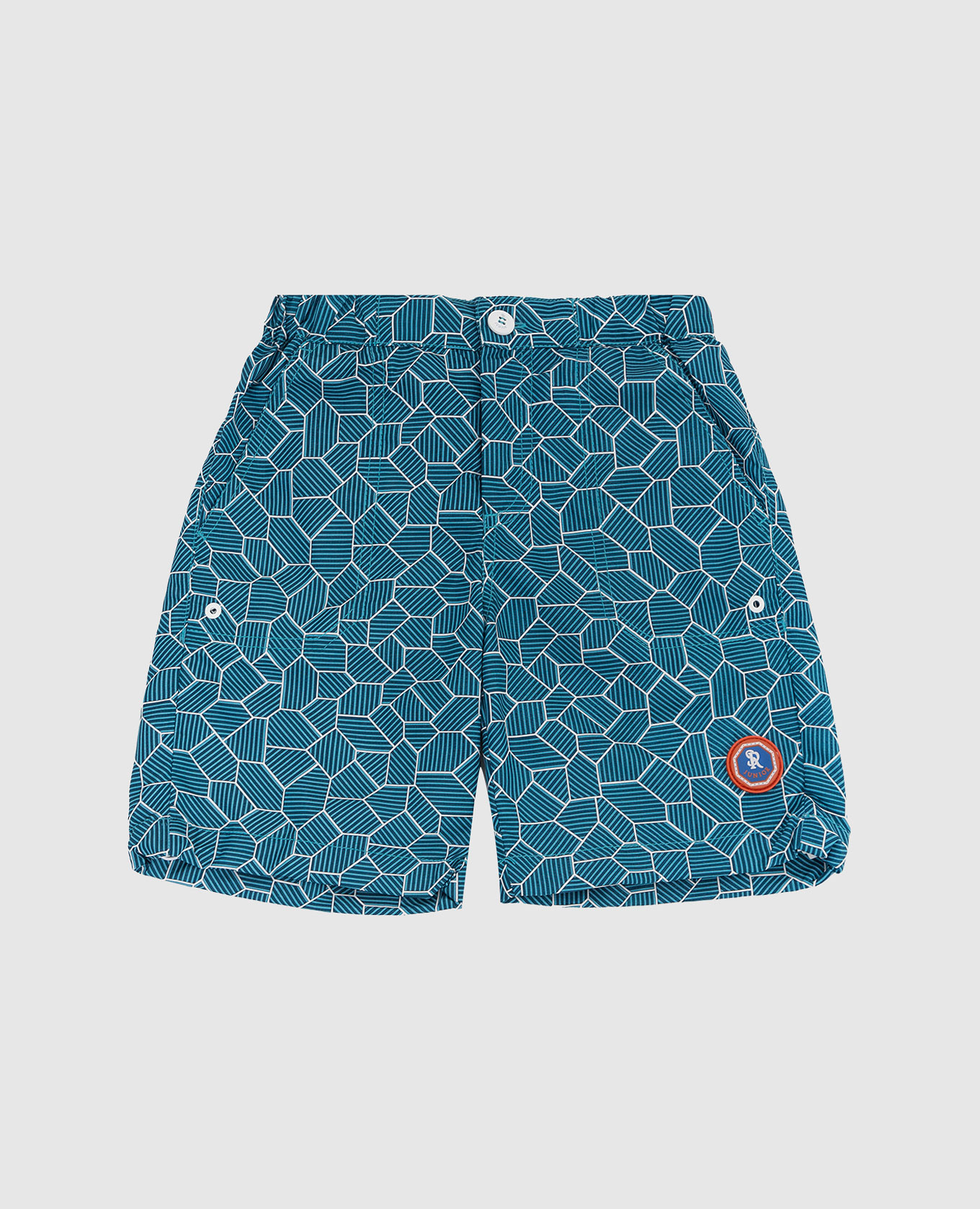 Children's turquoise patterned swimming shorts