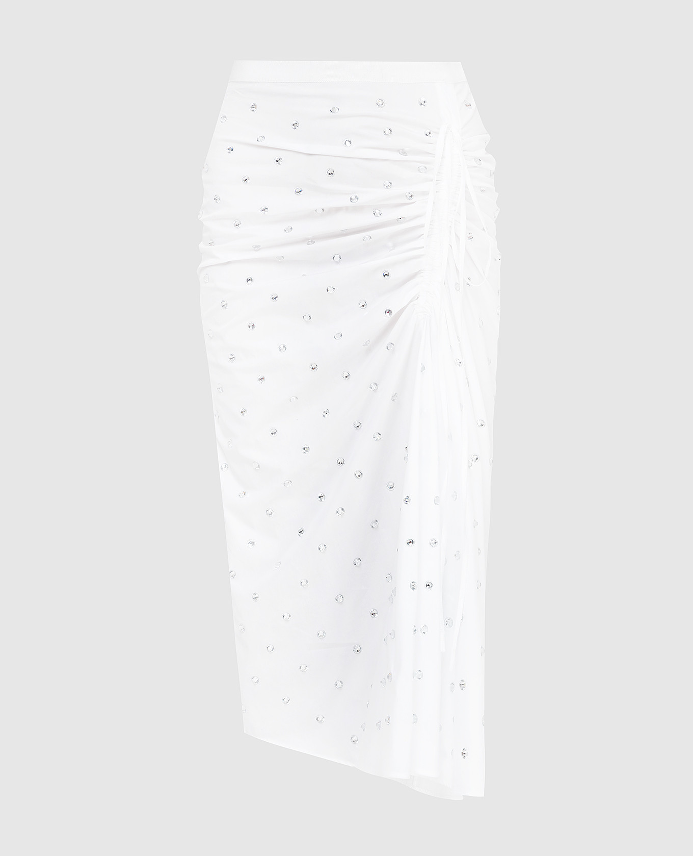 

Белая юбка с кристаллами N21, Белый, Юбки Миди