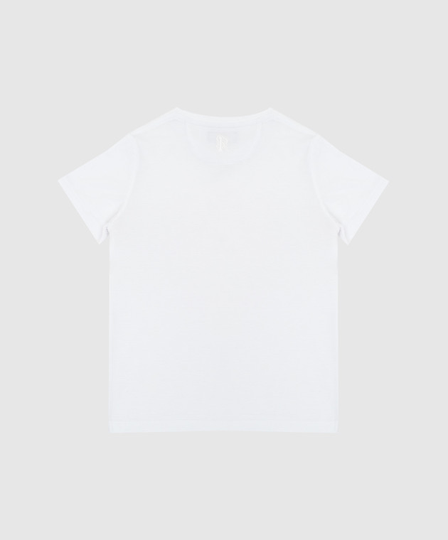 Stefano Ricci Детская белая футболка с логотипом и вышивкой YNH1100370803 изображение 2