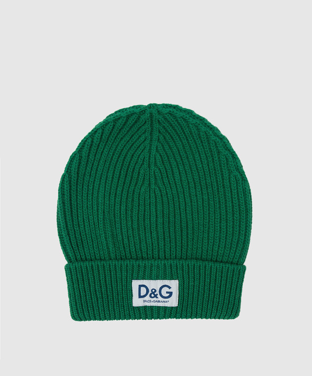 Dolce&Gabbana Зеленая шапка из  шерсти с логотипом GXE83TJBVB6