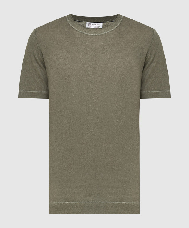 Brunello Cucinelli Khaki linen T-shirt M2L12620