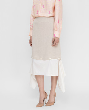 Lanvin Бежевая юбка из льна RWST428T4342