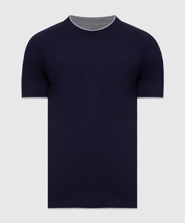 Brunello Cucinelli Темно-синяя футболка M0T717427