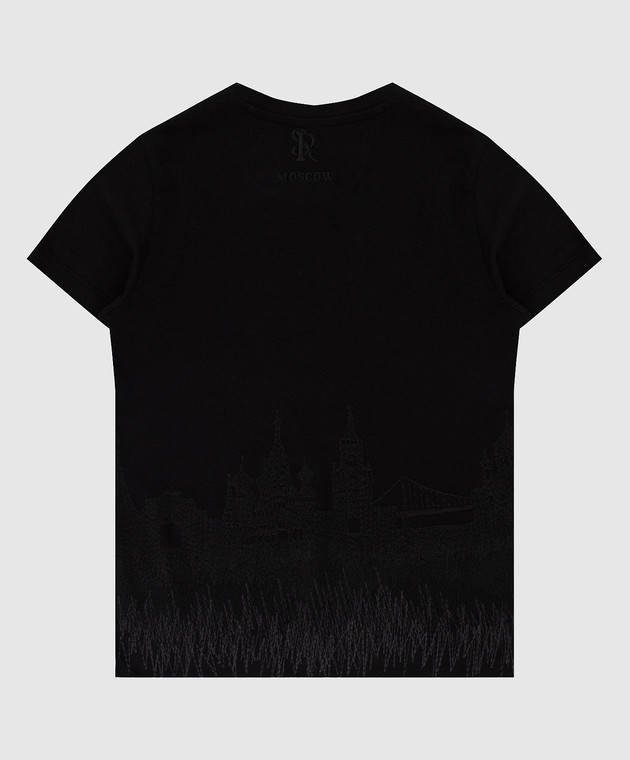 Stefano Ricci Детская черная футболка с вышивкой YNH84001MS803 изображение 2