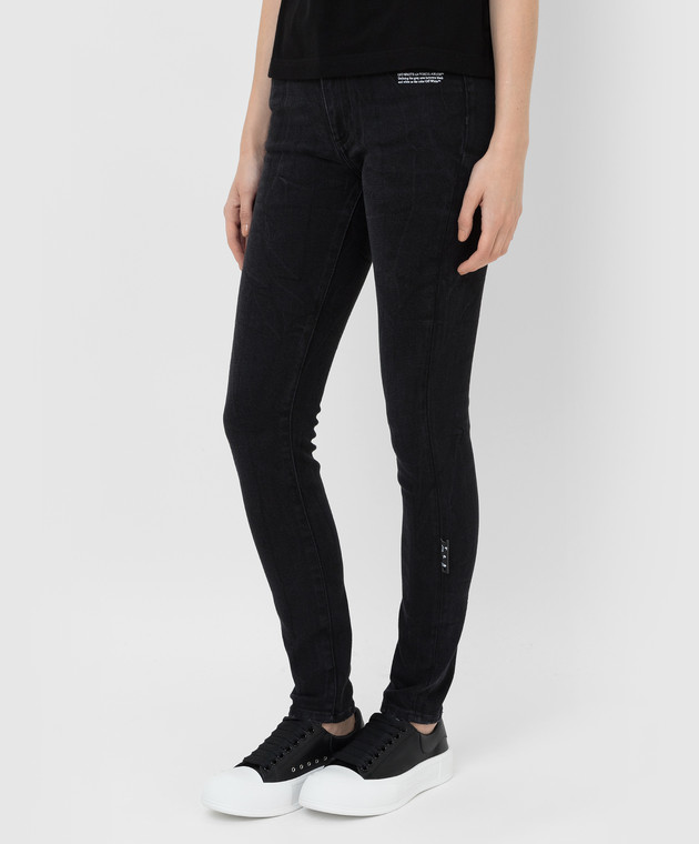 Off-White Черные джинсы-скинни OWYA003F21DEN002 изображение 3