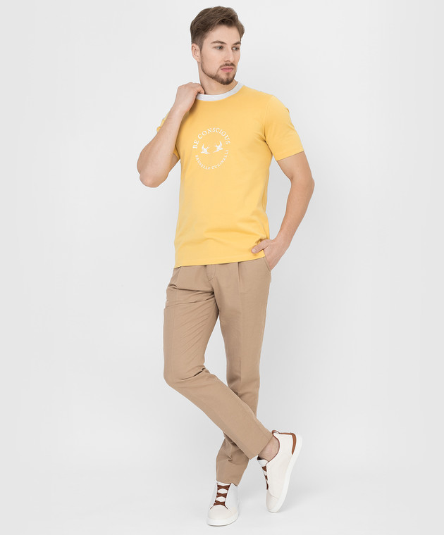 Brunello Cucinelli Желтая футболка с принтом M0T617137 изображение 2
