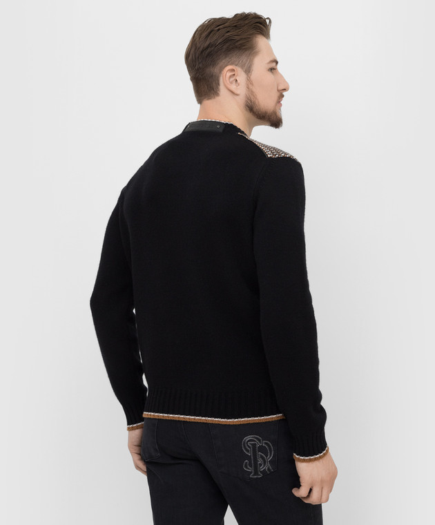 Stefano Ricci Черный свитер из кашемира в узор K606238G01F21420 изображение 4
