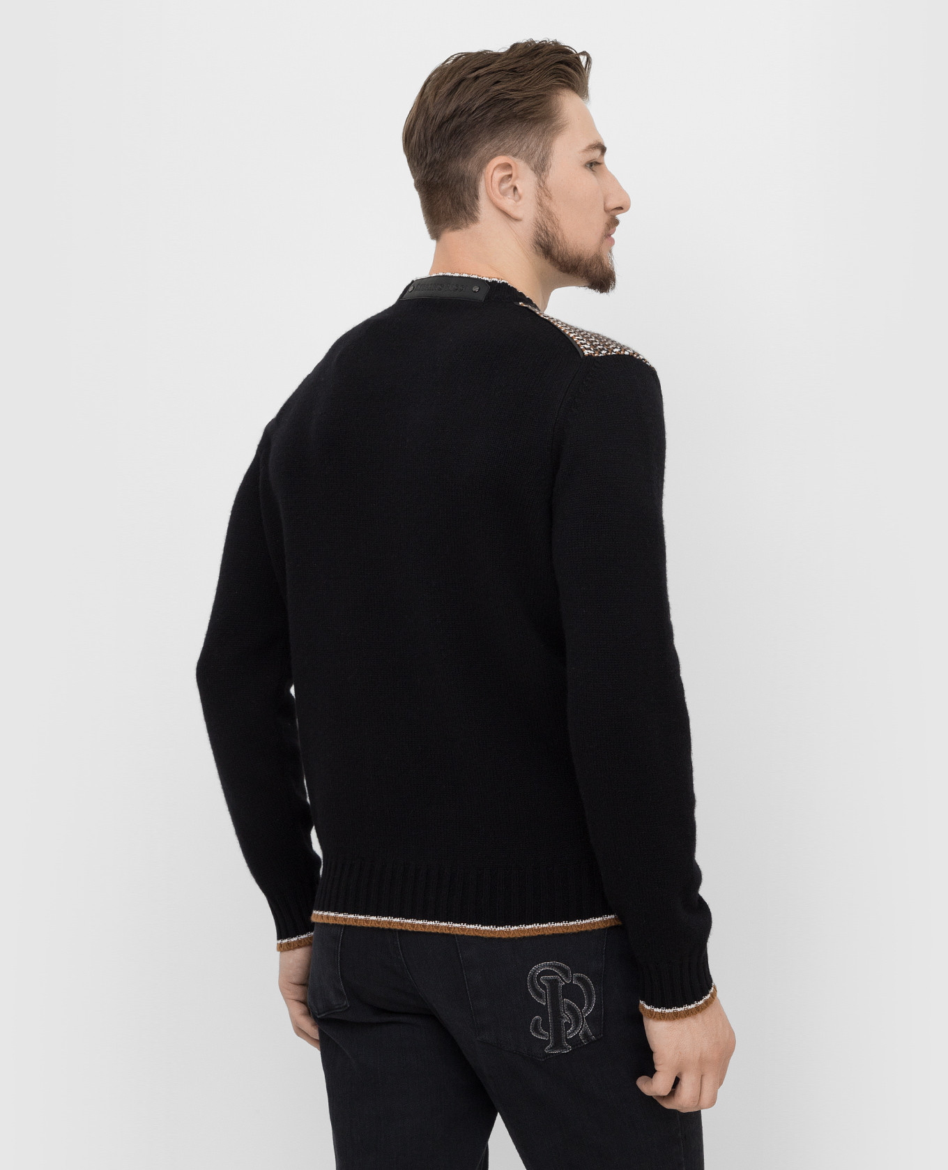 Stefano Ricci Черный свитер из кашемира в узор K606238G01F21420 изображение 4