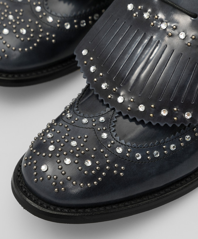 Church's Navy Crystal Leather Oxford Shoes DE0043 image 5