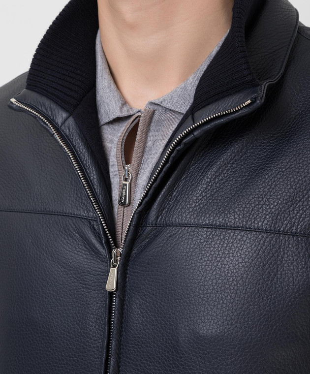 Enrico Mandelli Темно-синя куртка зі шкіри оленя A3T1025602 зображення 5