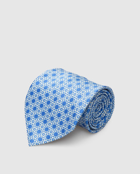 Stefano Ricci Голубой шелковый галстук в геометрический узор CH31056