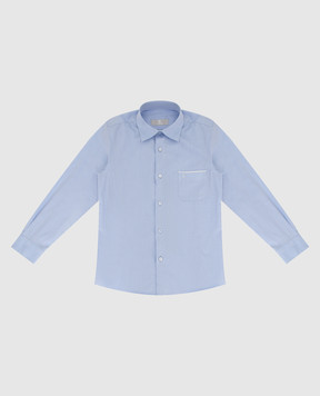 Stefano Ricci Детская голубая рубашка в полоску YC004124LJ1807