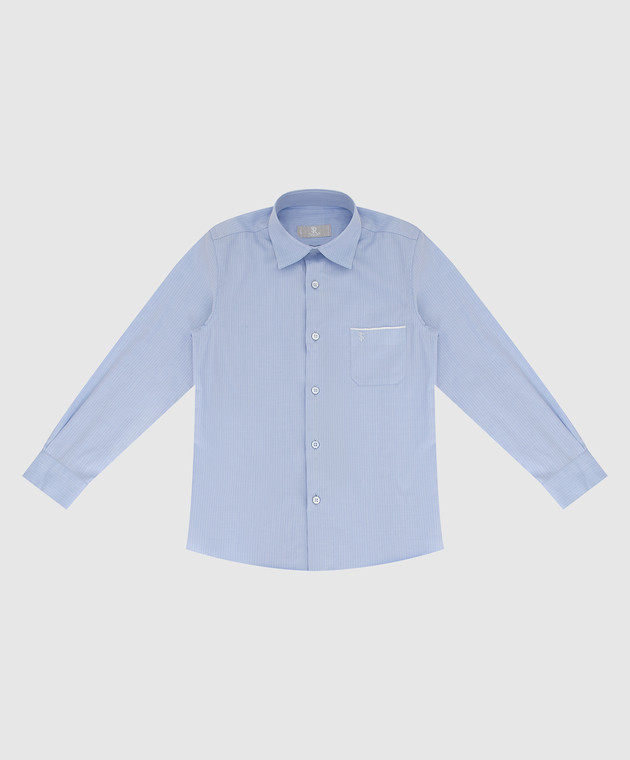 Stefano Ricci Детская голубая рубашка в полоску YC004124LJ1807